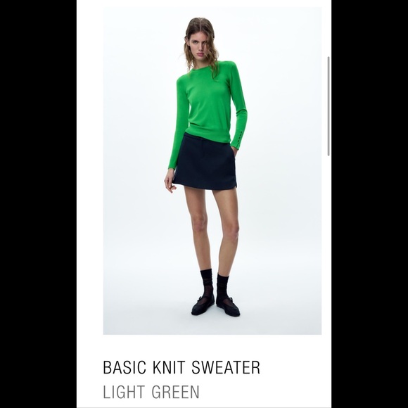 Like new Zara light knit sweater, apple green - Picture 2 of 4